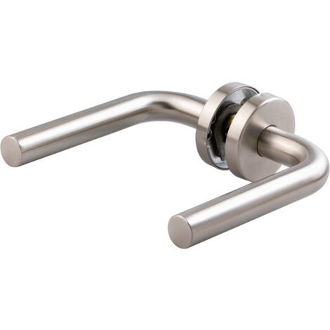 Vachette – Béquille inox BEZAULT 1 coude LC1 avec rosaces BDC – Acier inoxydable AISI 202 brossé – Pour portes intérieures – 80341 (1/4)
