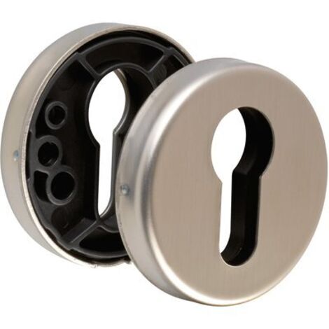 Rosace inox 52mm pour porte – Finition brossée – Compatible portes 35-45mm – Clé I – 81574