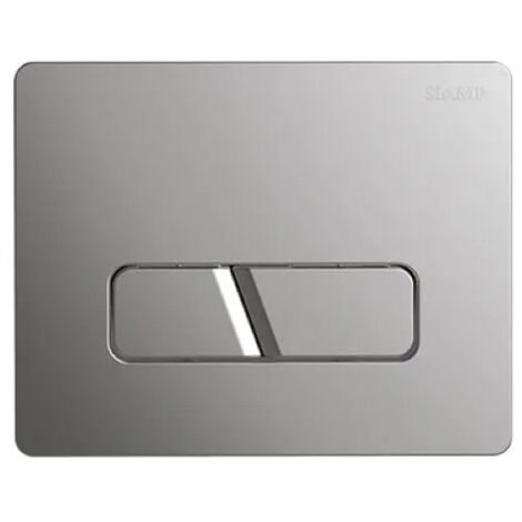 Siamp – Plaque de commande WC – Finition métal chromé brillant – Dimensions 165 x 208 x 8,5 mm – Actionnement mécanique silencieux (1/2)