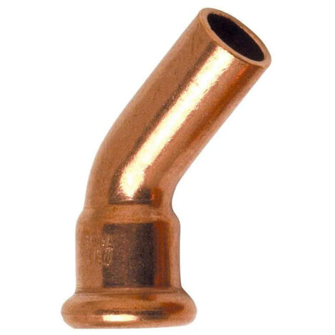 Courbe à sertir cuivre mâle femelle 45°, diamètre 14mm.