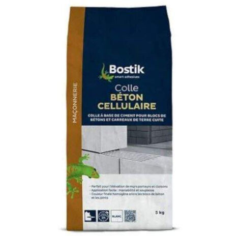 Bostik – Colle à béton cellulaire 5kg – Pour montage blocs béton – Temps de séchage 2h – Application intérieure et extérieure