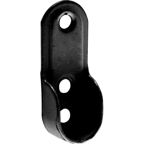 Support d'extrémité pour tube de penderie ovale 30x15mm en acier noir – Coque 2 pièces – Visserie fournie pour installation rapide – Cime (1/3)