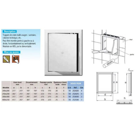 Trappe de visite PVC pour gaine techniques 250x200