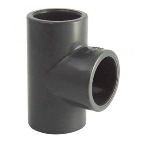 Té PVC pression piscine 90° – Raccord té égal F/F/F – Diamètre 63 mm – Pression 16 bars – Conforme norme EN 1452