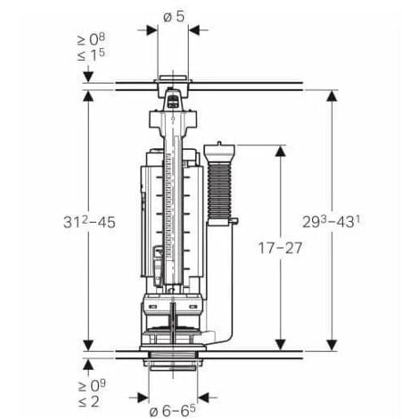 Mécanisme de chasse Geberit type 290, double touche, chromé brillant pour remplacement allia