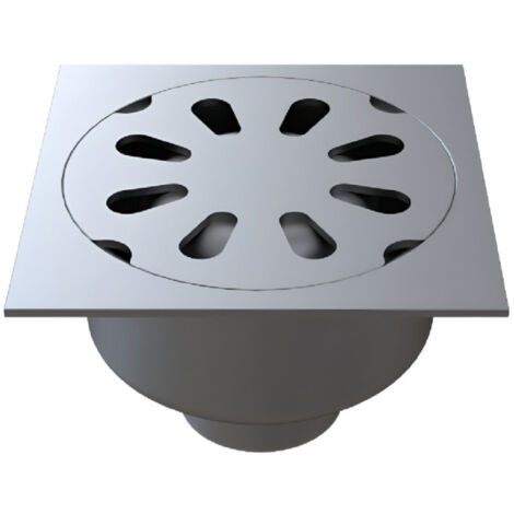 Siphon de cours inox 247x247 mm, sortie verticale 100 mm