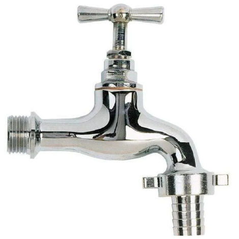 Robinet d'arrosage chromé, nez 20x27, mâle 15x21 (1/3)