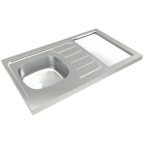 Evier pour kitchenette 100x60cm avec découpe pour Domino (non fourni), réversible.