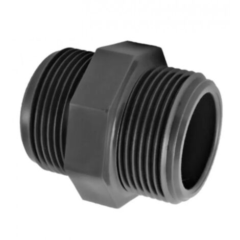 Raccord d'évacuation PVC – Mamelon double mâle 50x60 mm (2') à visser – Pression 16 bar – Pour adduction eau potable et irrigation