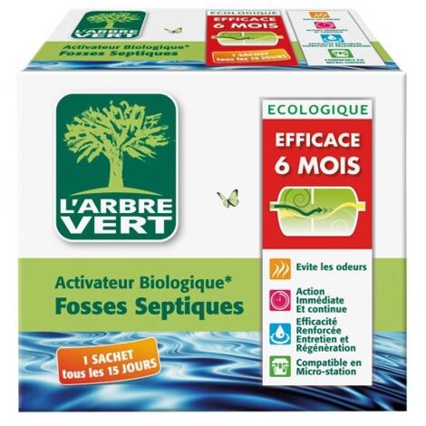 Activateur biologique fosses septiques 12 sachets de 35 g – Sans phosphates ni colorants – Efficace contre les odeurs – Compatible micro-stations