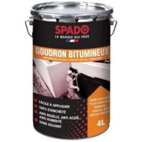 Goudron bitumeux 4L pour étanchéité toiture et fondations – Résistant aux intempéries et UV – Application facile au pinceau ou rouleau – Spado
