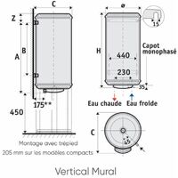 Chauffe eau électrique 75L vertical monophasé ZENEO Hybride