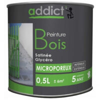 Peinture glycéro satinée pour bois extérieur – Vert Provence – 0,5 litre – Rendement 12 m²/L – Protection contre intempéries – Addict