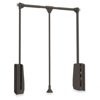 Emuca – Penderie rabattable pour armoire réglable 600-830 mm – Charge max 12 kg – Acier moka – Accès facile aux zones hautes