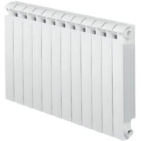 Global – Radiateur fonte aluminium 1944W chauffage central 12 éléments – Pour pièces jusqu'à 25 m² – Température max 110°C – Design moderne blanc