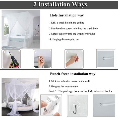 Moustiquaire de Lit Double SZHTFX Grand Moustiquaire Carré Lits Simples 4 Portes pour Anti-Insectes Universelle Voilage Baldaquin IntéRieur et ExtéRieur Isoler Efficacement Les Moustiques 210190240cm 