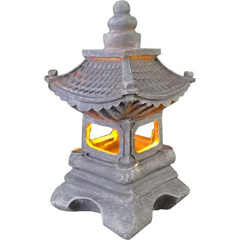 Lanterne Japonaise Exterieure Jardin, Solaire Exterieure Décoratifs Jardin Zen Statue Lanterne Pagode,Créatif Cadeau Vintage Artisanat,Solaire Lumières Décoration Lampe,17 * 34 cm