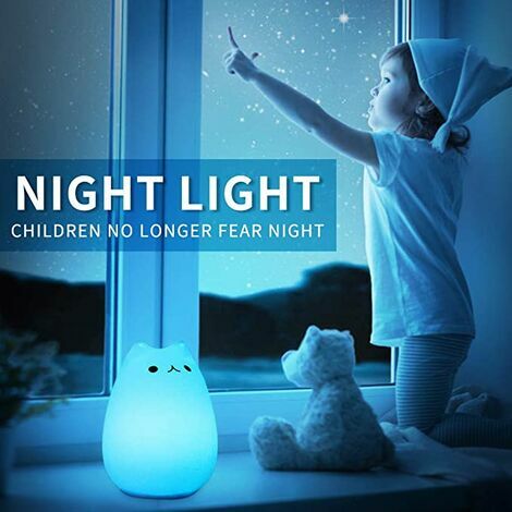 BESTA - Veilleuse Portable Enfant, 7 couleurs LED Lampe de Chat en