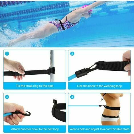 4m Elastic Swimming Training Résistance Ceinture de corde Set pour adultes  Enfants Réglable Sécurité Swim Trainer Accessoires de piscine