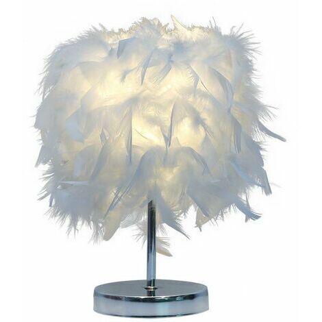 Bricolage créatif plume lampe de table lumière blanche chaude arbre plume  abat-jour fille led lampe décoration mariage rose blanc anniversaire (h)