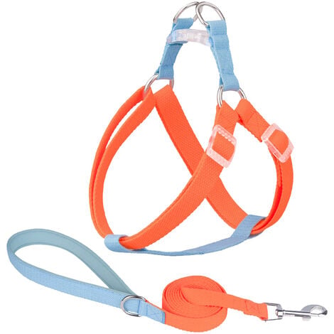 Sangle de poitrine pour animaux de compagnie corde de traction  anti-déflagrante pour chien de chasse Blocage de couleur bleu orange - M
