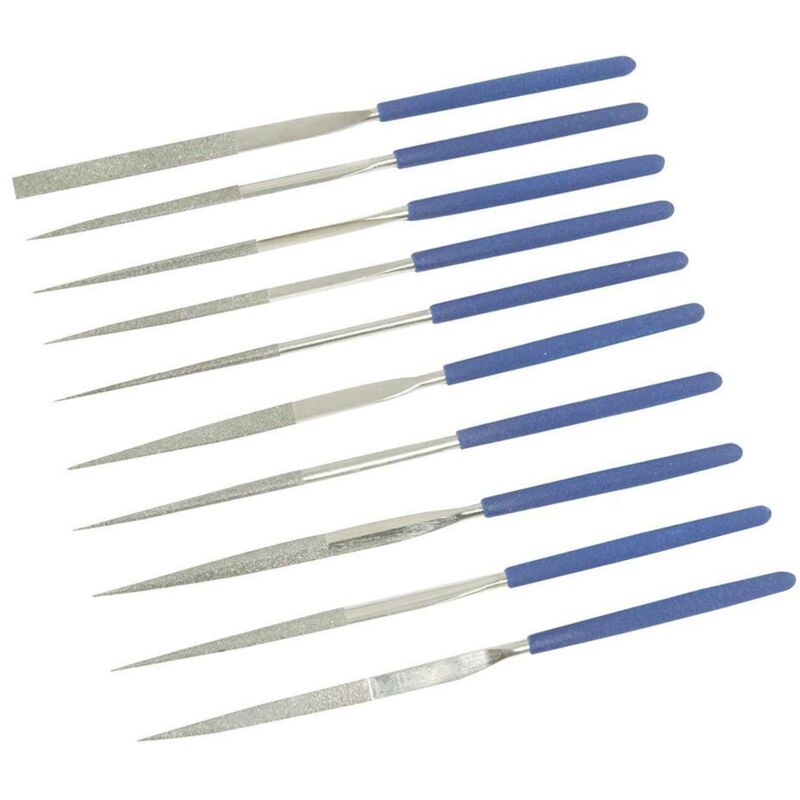 Lime Diamantate A Punta Set 10 Lime Riffler Diamantate Di Precisione - Rivestimento Diamante 120 Grit, Per Gioielli, Vetro, Marmo Lime Per Vetro E Marmo - Foto 5