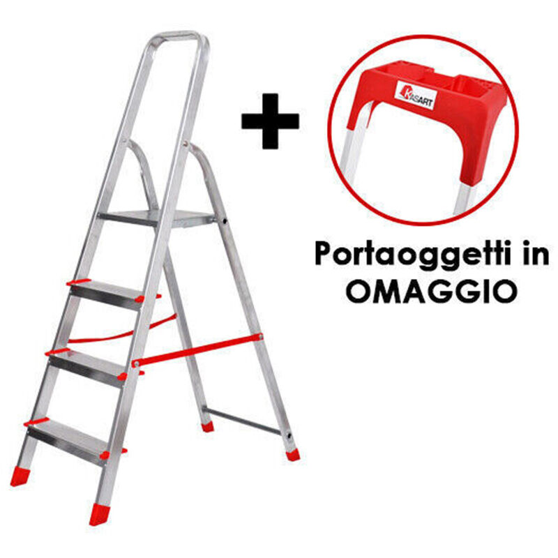 Scala Kasart Uso Domestico In Alluminio – 5 Gradini, Portata 150 Kg, Certificata EN 131, Made In Italy, Aperta 93 Cm
