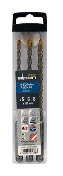 Punte In Serie Per Cemento Sds Plus F4 Kit 3 Pz Alpen Con Astuccio In Pvc