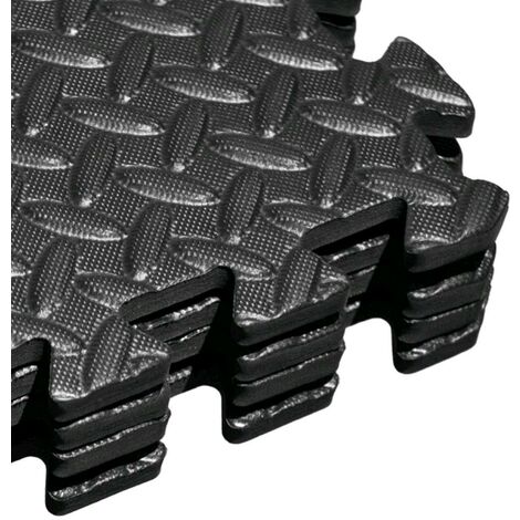 Tappeto Tappetino Mattonella Puzzle Morbido NERO MANDORLATO 60x60x1 cm Per Bambini 4 pz