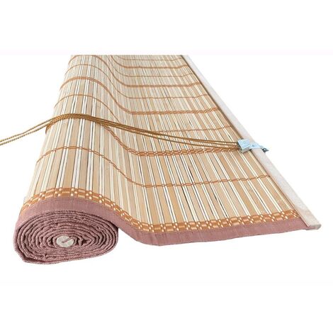 Tapparella in Listelli Bambu' Bordo Cotone 200x300H cm Midollino Colore Marrone Giorgia 200x300H cm