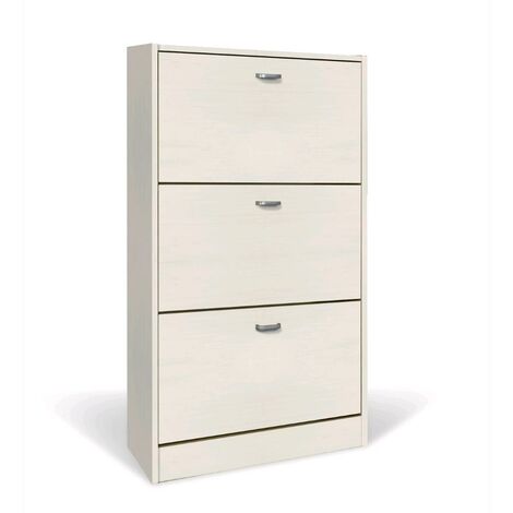 Scarpiera in Legno 3 Ante colore Bianco Nordico Mobiletto 18 Paia 63x24x115H cm (CD101-BN) 3 Ante - 63x24x115H cm Bianco Nordico