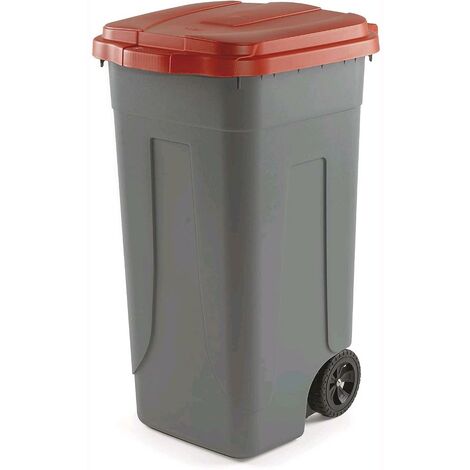 Pattumiera Bidone Portarifiuti per Raccolta Differenziata 100 Litri Colore ROSSO Colore Rosso