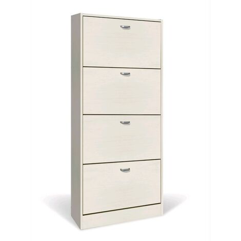 Scarpiera in Legno 4 Ante colore Bianco Nordico Mobiletto 24 Paia 63x24x150H cm (CD102-BN) 4 Ante - 63x24x150H cm Bianco Nordico