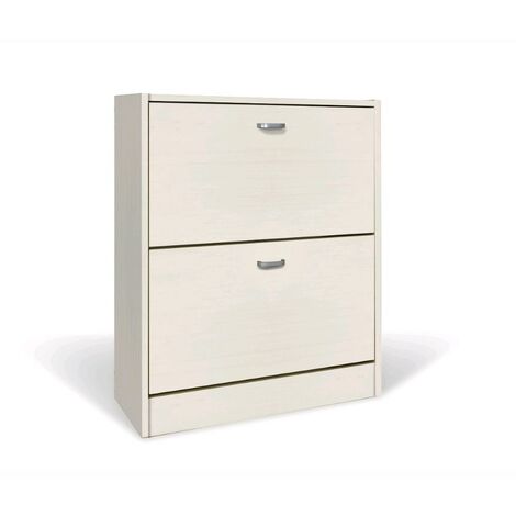 Scarpiera in Legno 2 Ante colore Bianco Nordico Mobiletto 12 Paia 63x24x80H cm (CD100-BN) 2 Ante - 63x24x80H cm Bianco Nordico