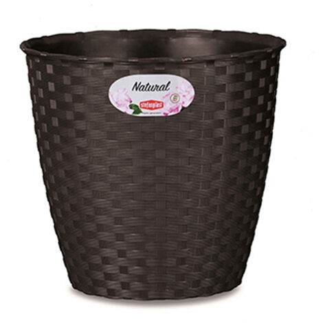 Vaso Rattan Tondo Natural Stefanplast Pp Moka Cm 24 H.Cm 22,5 - 1 Pz (1/2)