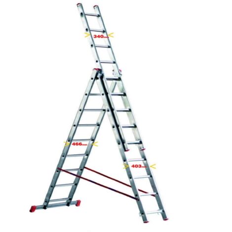 Scala TRASFORMABILE a sfilo alluminio MARCHETTI 3 elementi 11+11+11 piolo 28 mm