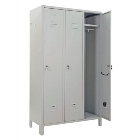 Armadio Spogliatoio Sporco/Pulito 3 Posti con Ripiano 100x35x180H cm Grigio RAL7035