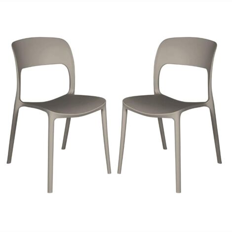 Set 2 Sedie Impilabili in polipropilene 83x56x46 cm Colore Tortora Design Moderno