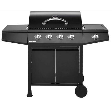 Barbecue a Gas 4 Fuochi + Bruciatore laterale con termometro 126x52x103H cm