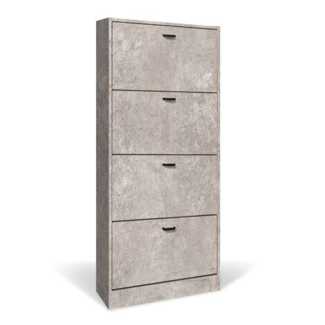 Scarpiera in Legno 4 Ante colore CEMENTO Mobiletto 24 Paia 63x24x150H cm (CD102-CE) 4 Ante - 63x24x150H cm Cemento