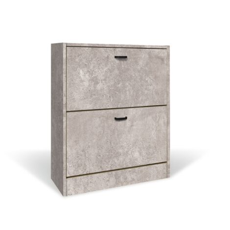 Scarpiera in Legno 2 Ante colore CEMENTO Mobiletto 12 Paia 63x24x80H cm (CD100-CE) 2 Ante - 63x24x80H cm Cemento