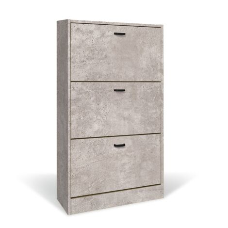 Scarpiera in Legno 3 Ante colore CEMENTO Mobiletto 18 Paia 63x24x115H cm (CD101-CE) 3 Ante - 63x24x115H cm Cemento