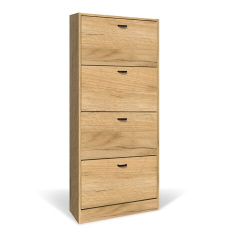 Scarpiera in Legno 4 Ante colore ROVERE NODATO Mobiletto 24 Paia 63x24x150H cm (CD102-RN) 4 Ante - 63x24x150H cm Rovere Nodato