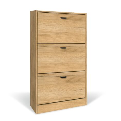 Scarpiera in Legno 3 Ante colore ROVERE NODATO Mobiletto 18 Paia 63x24x115H cm (CD101-RN) 3 Ante - 63x24x115H cm Rovere Nodato