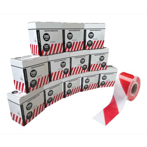 Nastro Segnaletico Bianco E Rosso In PVC 7 Cm Per 200 Metri Con Dispenser Conf 12 Pezzi 86466808