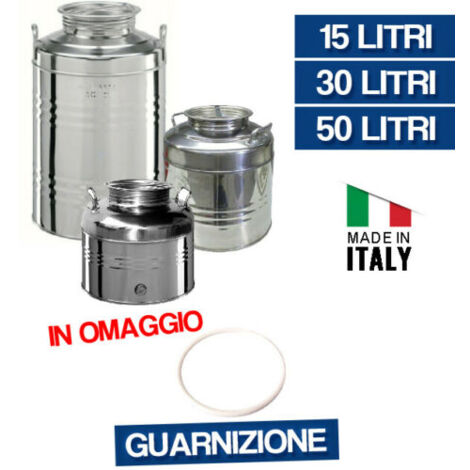 Contenitori Fusto In Acciaio Inox Olivari Per Olio Con Manici Tappo A Vite 15 Lt
