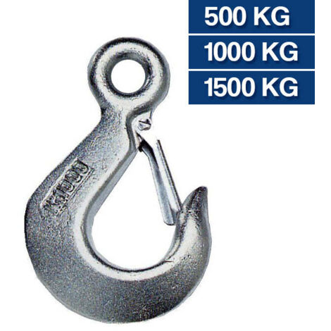 Gancio di sollevamento con fermo - Portata kg. 1000 1Pz