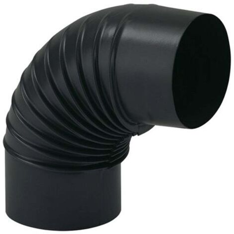 Gomito a 90o per Tubi Stufa in lamiera porcellanata    10 cm colore Nero