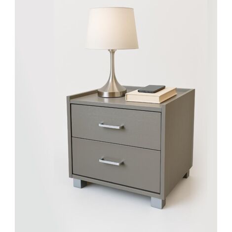 Comodino in Legno Melaminico con 2 Cassetti colore Tortora 43x40x43H cm 121T