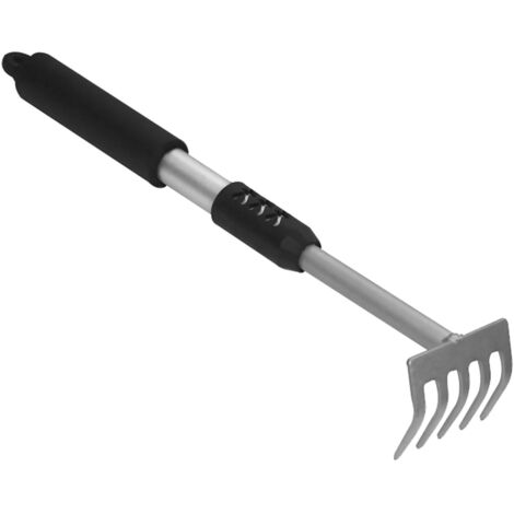 Rastrello 5 Denti Con Manico In Alluminio E Impugnatura Soft-Grip Brixo Platino (1/2)
